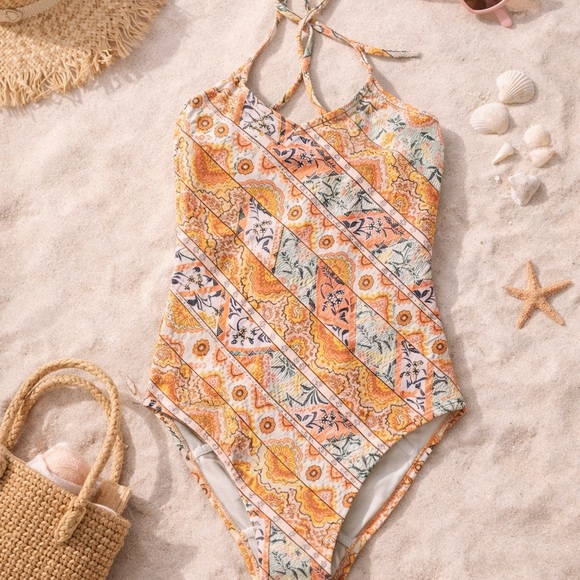 Billabong Other - Billabong Kids One Piece - Orange and Pink Floral